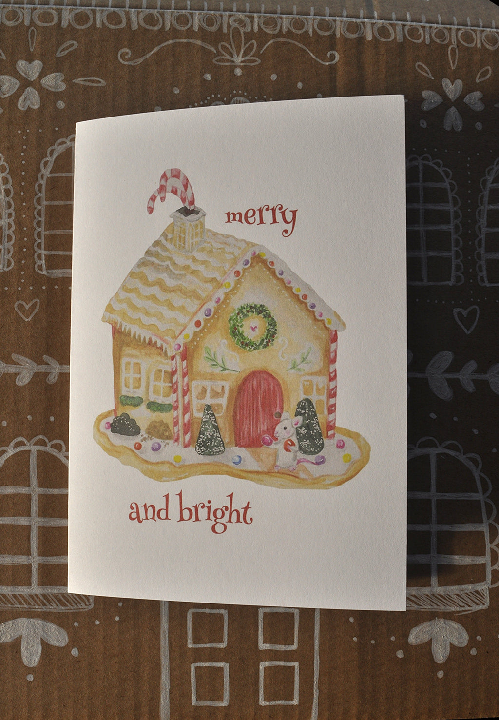 "Mouse and the gingerbread house" 10 pack of christmas cards