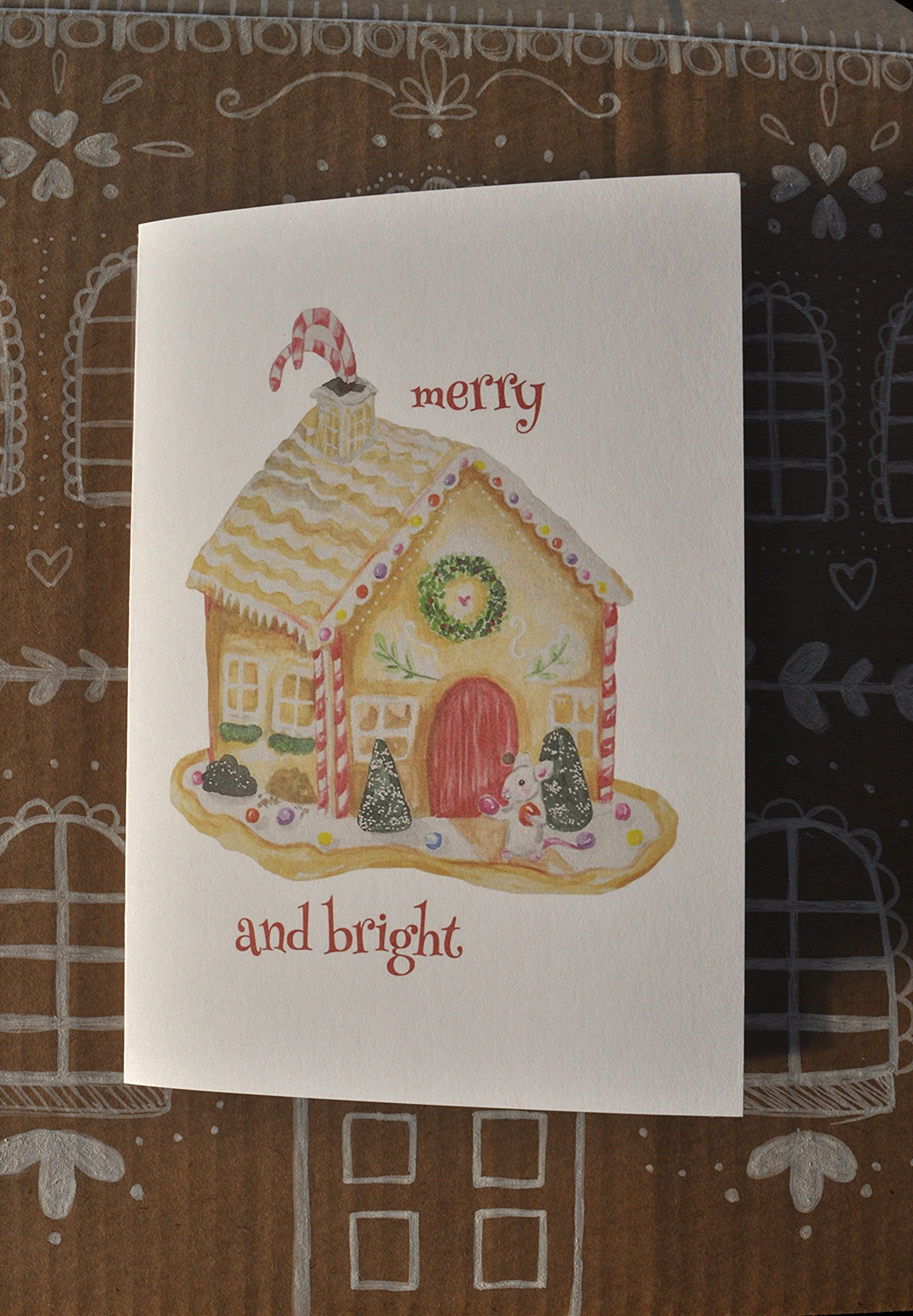 "Mouse and the gingerbread house" 10 pack of christmas cards