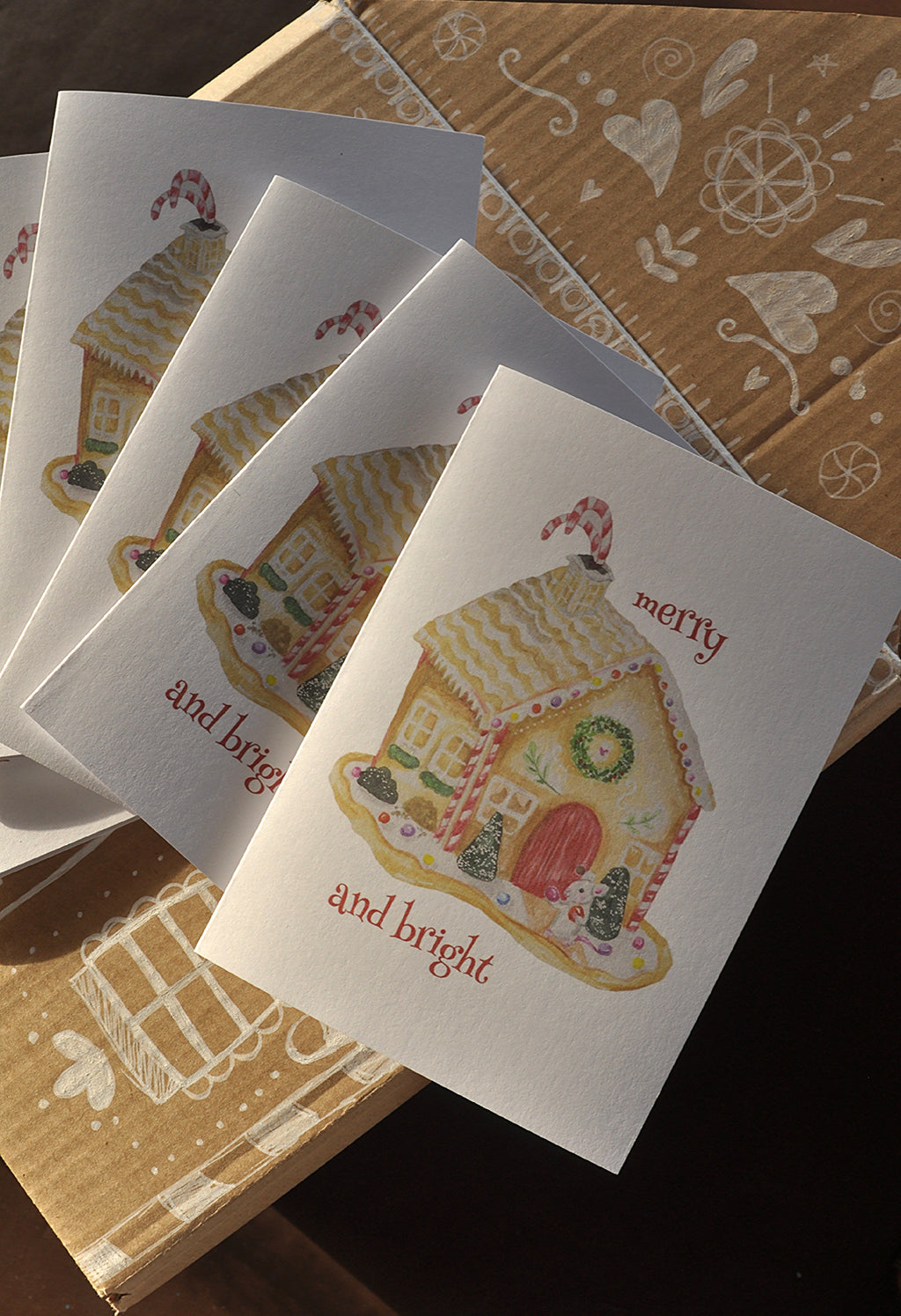 "Mouse and the gingerbread house" 10 pack of christmas cards